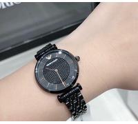 NEW EMPORIO ARMANI WOMENS WATCH BLACK STRP & BLACK CRYSTAL DIAL AR11245 GENUINE