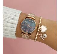 NEW EMPORIO ARMANI WOMENS WATCH ROSE GOLD STRAP WITH BLACK DIAL AR11145 GENUINE