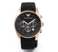 NEW EMPORIO ARMANI WOMENS WATCH RUBBER BLACK STRAP & BLACK DIAL GENUINE AR5906