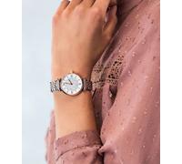 NEW EMPORIO ARMANI WOMENS WATCH TWO TONE BRACELET WITH WHITE CRYSTAL DIAL AR1926
