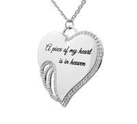 New Encrusted Angel Wing Love Rhinestone Necklace For Women It Not Goodbye It See You Again Pendant Necklace Jewelry Christmas Annivesary Birthday Gift For Her Heart Laye Necklace (Silver, One Size)
