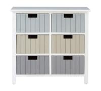 New England White and Pastel Wooden 6 Drawer Chest