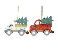 New England Wooden Lorry Christmas Decorations, 25 cm