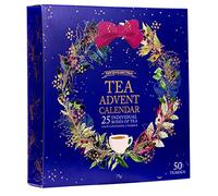 New English Teas Christmas Tea Advent Calendar, 50 Pyramid Teabags, 5 Festive Black Tea, Fruit & Herbal Blends