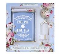 New English Teas Earl Grey Loose Leaf Gift Set with Infuser, Vintage Floral Tin, 125g