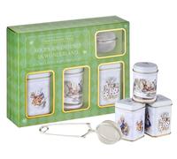 New English Teas Loose Leaf Tea & Infuser Gift Set - 3 Alice in Wonderland Tins with Breakfast, Earl Grey & Afternoon Blends with Loose Tea Infuser