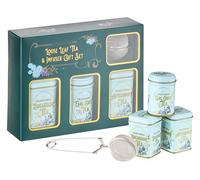 New English Teas Loose Leaf Tea & Infuser Gift Set - 3 Vintage Victorian Tins with Breakfast, Earl Grey & Afternoon Blends with Loose Tea Infuser