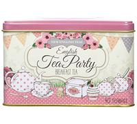 New English Teas Pink Tea Party Tea Tin with 40 English Breakfast Teabags