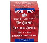 New English Teas Queens Platinum Jubilee Tea Carton with 10 English Breakfast Teabags, Union Jack, Red