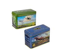 New English Teas Spitfire Tea Tin With 40 English Breakfast Teabags & Lancaster Bomber Tea Tin With 40 English Breakfast Teabags Bundle Tin