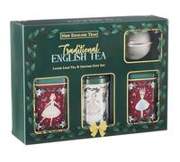 New English Teas The Nutcracker Loose Leaf Tea & Infuser Christmas Gift Set - English Breakfast, Afternoon & Earl Grey Blend with Mesh Tea Strainer