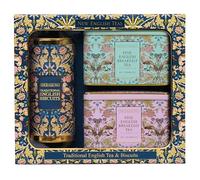 New English Teas Traditional Tea & Biscuits Gift Set - 80 Fine English Breakfast Teabags & 200g Cornish Biscuits in Ornate Collectible Tins - Elegant Luxury Tea Gift Hamper