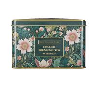 New English Teas Victorian Garden Tea Tin with 40 English Breakfast Teabags, Inspired by Embroidery & Textile Styles