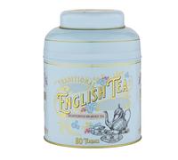 New English Teas Vintage Victorian Powder-Blue Tea Caddy with 80 Decaffeinated Breakfast Teabags