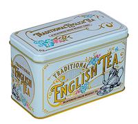 New English Teas Vintage Victorian Power-Blue Tea Caddy with 40 Decaffeinated English Breakfast Teabags