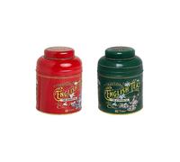 New English Teas Vintage Victorian Tea Caddy - Berry Red & Bottle Green Bundle Tin