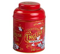 New English Teas Vintage Victorian Tea Caddy in Red with 240 Fine Breakfast Teabags