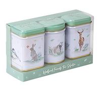 New English Teas Woodland Friends English Loose Tea Selection - 3x Mini Tins featuring Stag, Badger & Blue Tit - English Breakfast, Earl Grey & Afternoon Tea - Charming British Wildlife Gift Set