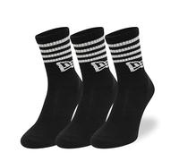 New Era 3 Pack Striped Crew Socks.New Multipack Black Poly Cotton Size UK 3-8 and 9-11