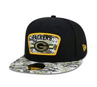 New Era 59Fifty Green Bay Packers CapEra Men - Flat Brim Cap Baseball Fitted Closed Back, with Peak All-Season Spring Summer Autumn Winter - 7 5/8 (60,6 cm) Black