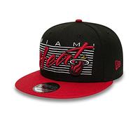 New Era 9Fifty NBA Properties Heat CapEra Men - Flat Brim Cap Baseball Snapback with Peak Winter Autumn Spring Summer All-Season - M/L (57-59 cm) Black-red