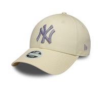 New Era Women's 9Forty Metallic Logo MLB New York Yankees Baseball Cap Hat Light Beige