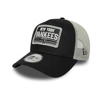 New Era NY Yankees MLB Patch 9FORTY A-Frame Trucker Adjustable Cap - Black - Size O...