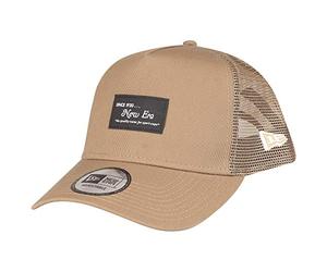 New Era Adjustable A-Frame Trucker Cap - Brand Patch Beige - One Size