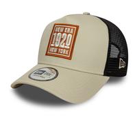 New Era Adjustable A-Frame Trucker Cap - BRAND PATCH stone - One Size