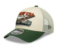 New Era 9FORTY M-Crown A-Frame Trucker Cap - Outdoor Graphic - Cream-Dark Green
