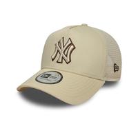 New Era Adult's 9Forty E Frame Trucker Outline MLB New York Yankees Baseball Cap Hat Light Beige