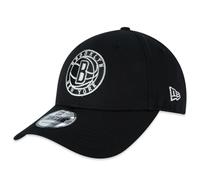 NEW ERA BROOKLYN NETS BASEBALL CAP.9FORTY METALLIC BLACK NBA STRAPBACK HAT W24