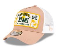 New Era Adjustable A-Frame Trucker Cap - Florida Miami Beige