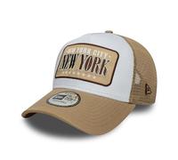 New Era New York City A-Frame Trucker Cap - Location Patch - White-Camel