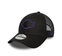 NEW ERA LA LAKERS TRUCKER CAP.9FORTY NBA BLACK MESH BASEBALL STRAPBACK HAT W25