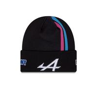 New Era Alpine F1, Official Merchandise, Cuff, Knit, Beanie Hat, Stripe, Youth, Kids, Children, Driver Edition, Esteban Ocon Black