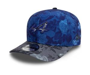New Era Alpine F1 Team 9FIFTY Baseball Cap, Tonal Floral Pattern, Light Navy and Dark Grey
