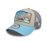 New Era Cabo Trucker Cap Adjustable License Plate Mexico mesh hat A-Frame Beige Blue