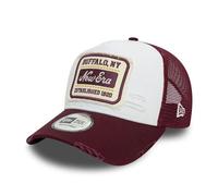 New Era Cap Adjustable Snapback Patch Distressed Look Trucker Cap hat A-Frame White red