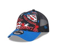 New Era Superman DC Print Black Blue A-Frame Adjustable Kids Trucker Cap - Youth