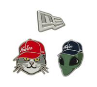 New Era Cap Pin Badge Collection 3 Pack Gift Set - Cat + NE Flag + Alien