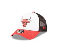 New Era Chicago Bulls Team Colour Block A-Frame White Red Adjustable Trucker Cap - One-Size
