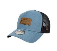 New Era Denim Leather Patch Trucker CapEra Women/Men - Cap Baseball mesh Snapback, with Peak, Peak All-Season Spring Summer Autumn Winter - One Size Denim