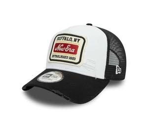New Era Distress Vintage Mesh Trucker Cap - Brand Patch - One Size White