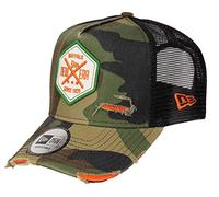 New Era Distressed Hex Patch Camouflage A-Frame Adjustable Trucker Cap - One-Size