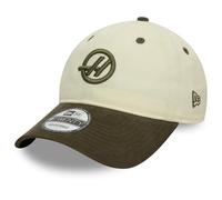 New Era Haas F1 Team 9TWENTY Baseball Cap, Off-White and Olive Green, Adjustable