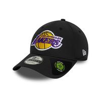 NEW ERA LA LAKERS RECYCLED BASEBALL CAP.9FORTY LOS ANGELES BLACK STRAP HAT W25