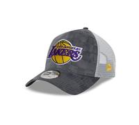 New Era Los Angeles Lakers NBA Cap for Fans Adjustable Closure Trucker Cap Basketball Team Logo Chequered Grey