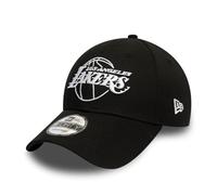 New Era LA Lakers Essentials Outline 9FORTY Adjustable Baseball Cap Hat - Black