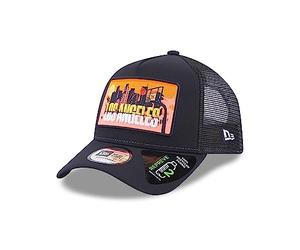 New Era Los Angeles License Plate Navy Black A-Frame Adjustable Trucker Cap - One-Size